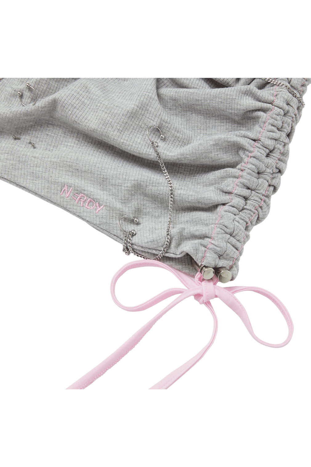 GRAY PIERCED SLOUCH BEANIE