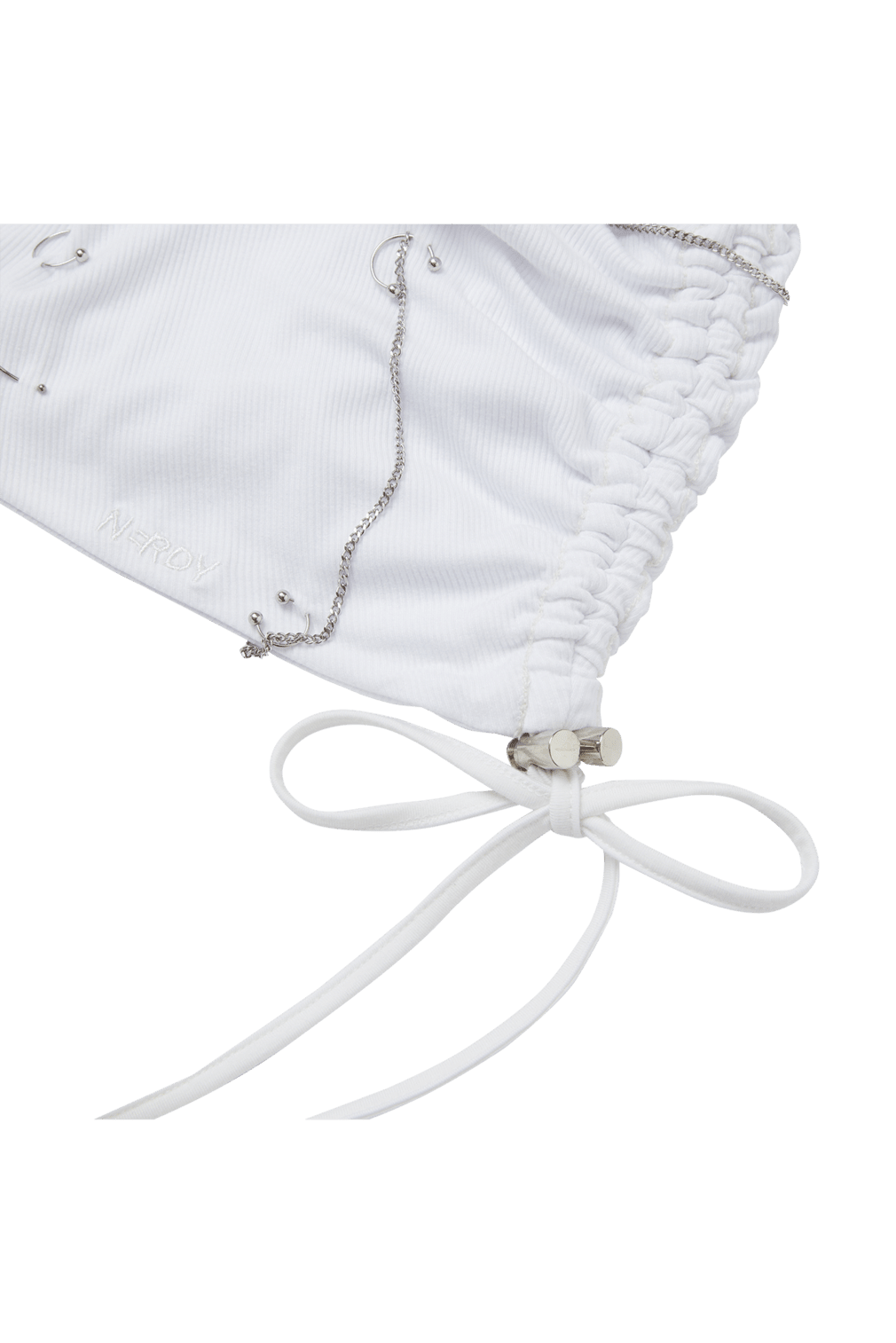 WHITE PIERCED SLOUCH BEANIE