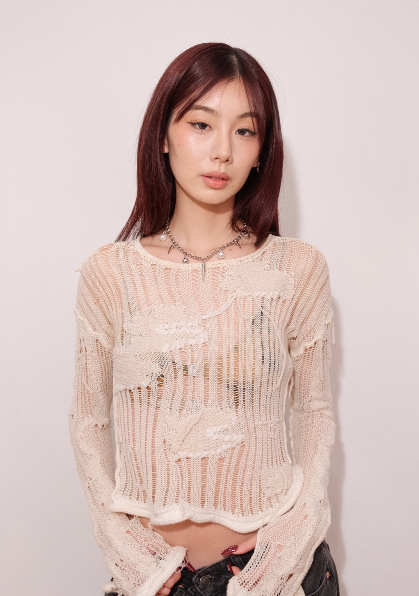 ROLO CHAIN PEARL STUD NECKLACE - OHTNYC