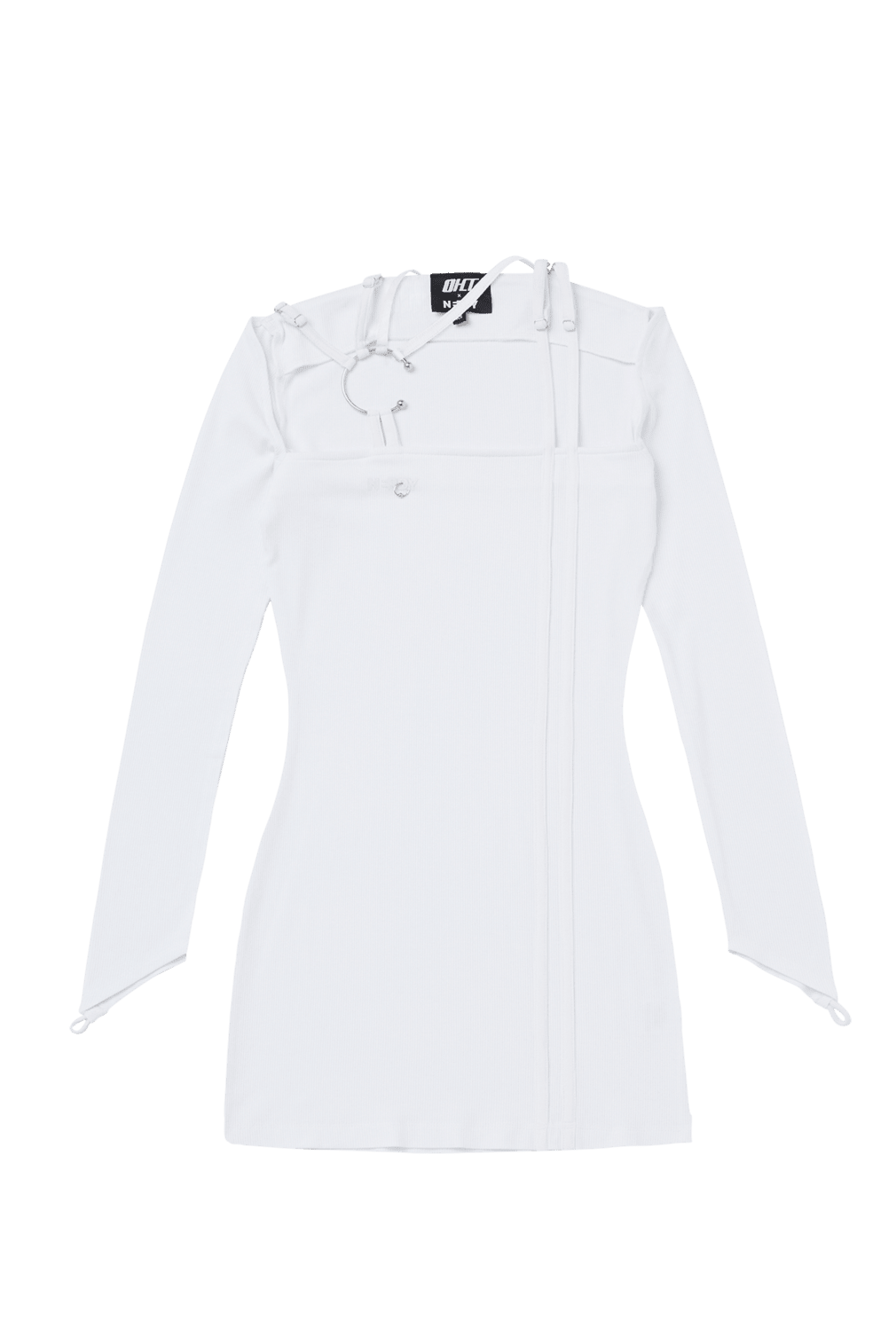 WHITE C-BARBELL STRAPPY MINI DRESS