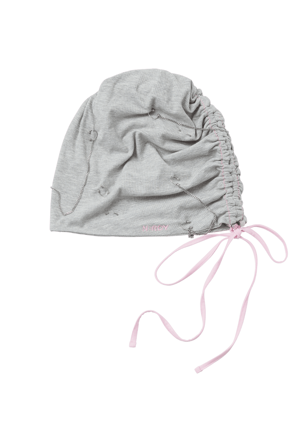 GRAY PIERCED SLOUCH BEANIE