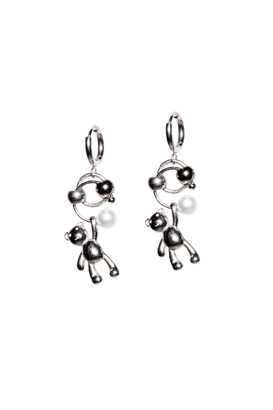 BEAR PEARL DROP EARRINGS - OHTNYC