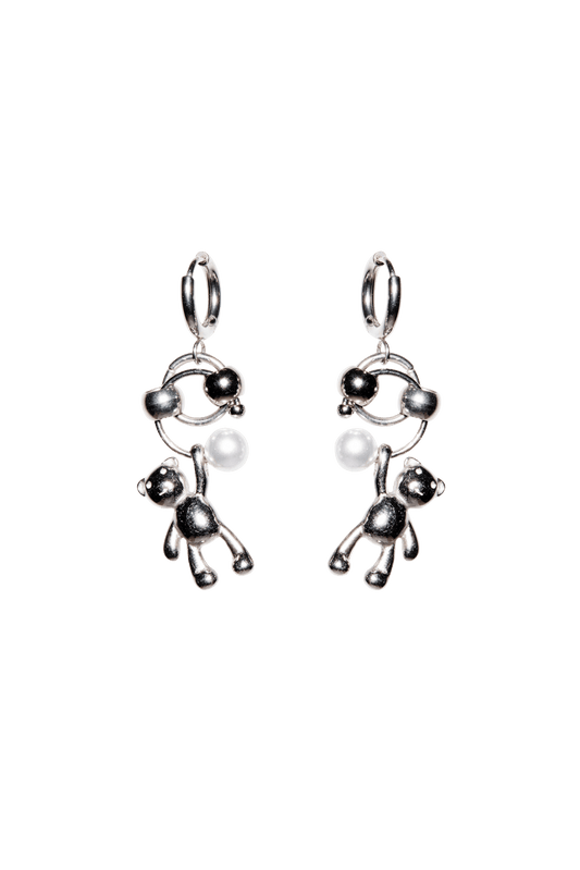 BEAR PEARL DROP EARRINGS - OHTNYC