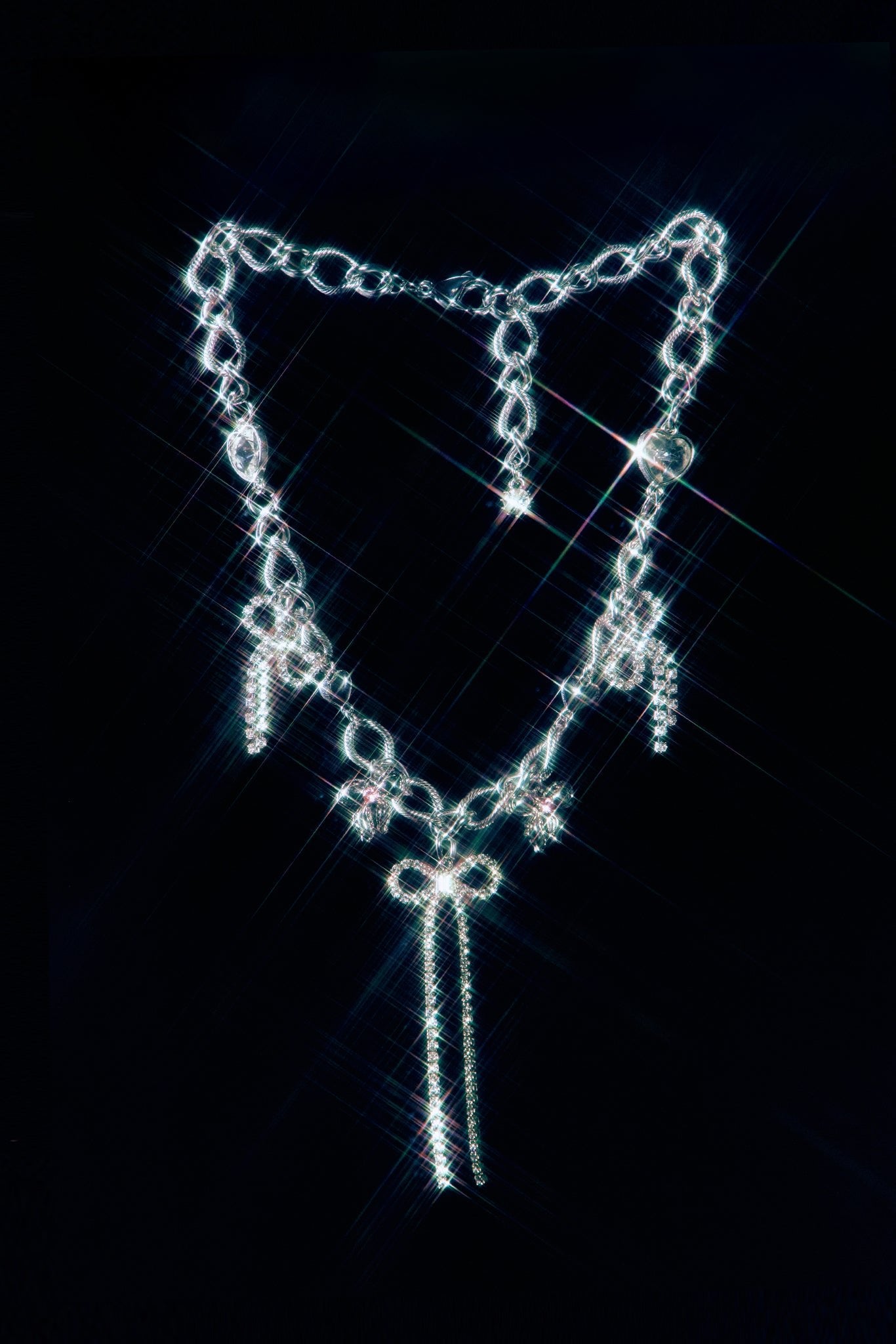 CRYSTAL RIBBON NECKLACE - OHTNYC