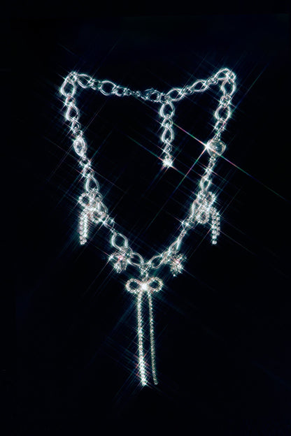 CRYSTAL RIBBON NECKLACE - OHTNYC