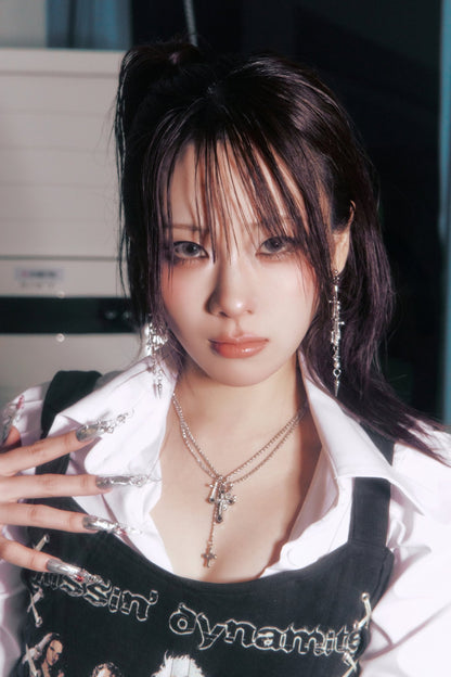 MULTI CROSS PEARL EARRINGS - OHTNYC