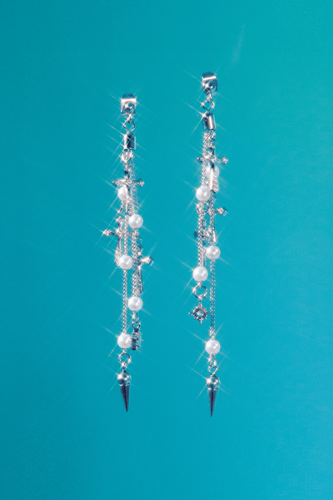 MULTI CROSS PEARL EARRINGS - OHTNYC