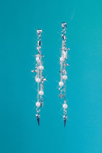 MULTI CROSS PEARL EARRINGS - OHTNYC
