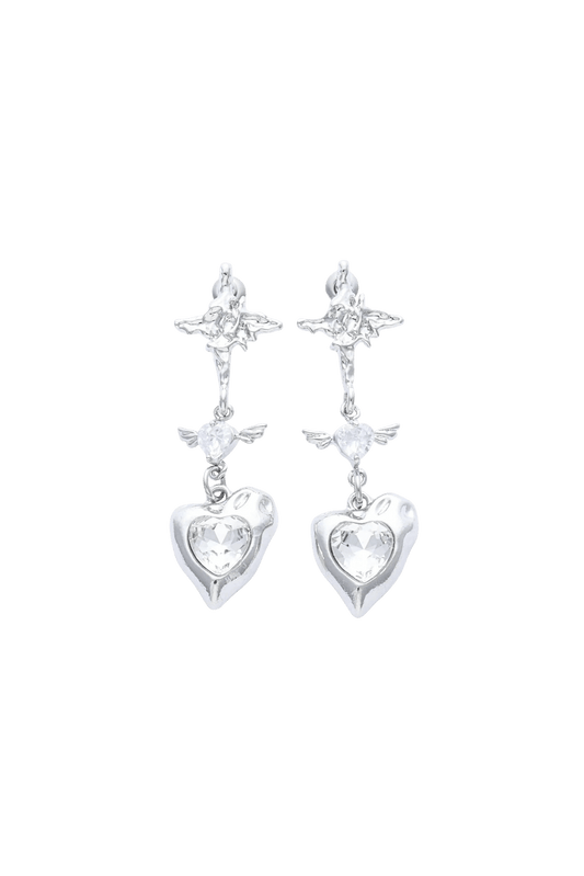 WING HEART DROP EARRINGS - OHTNYC