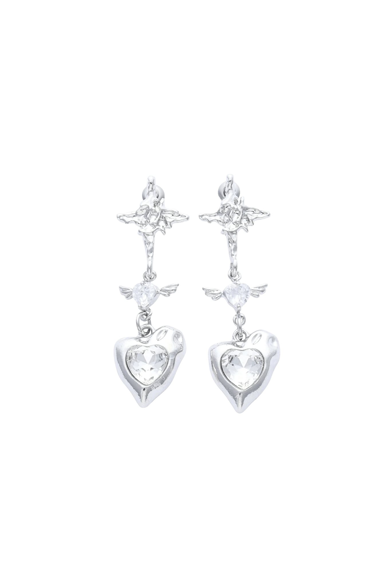 WING HEART DROP EARRINGS