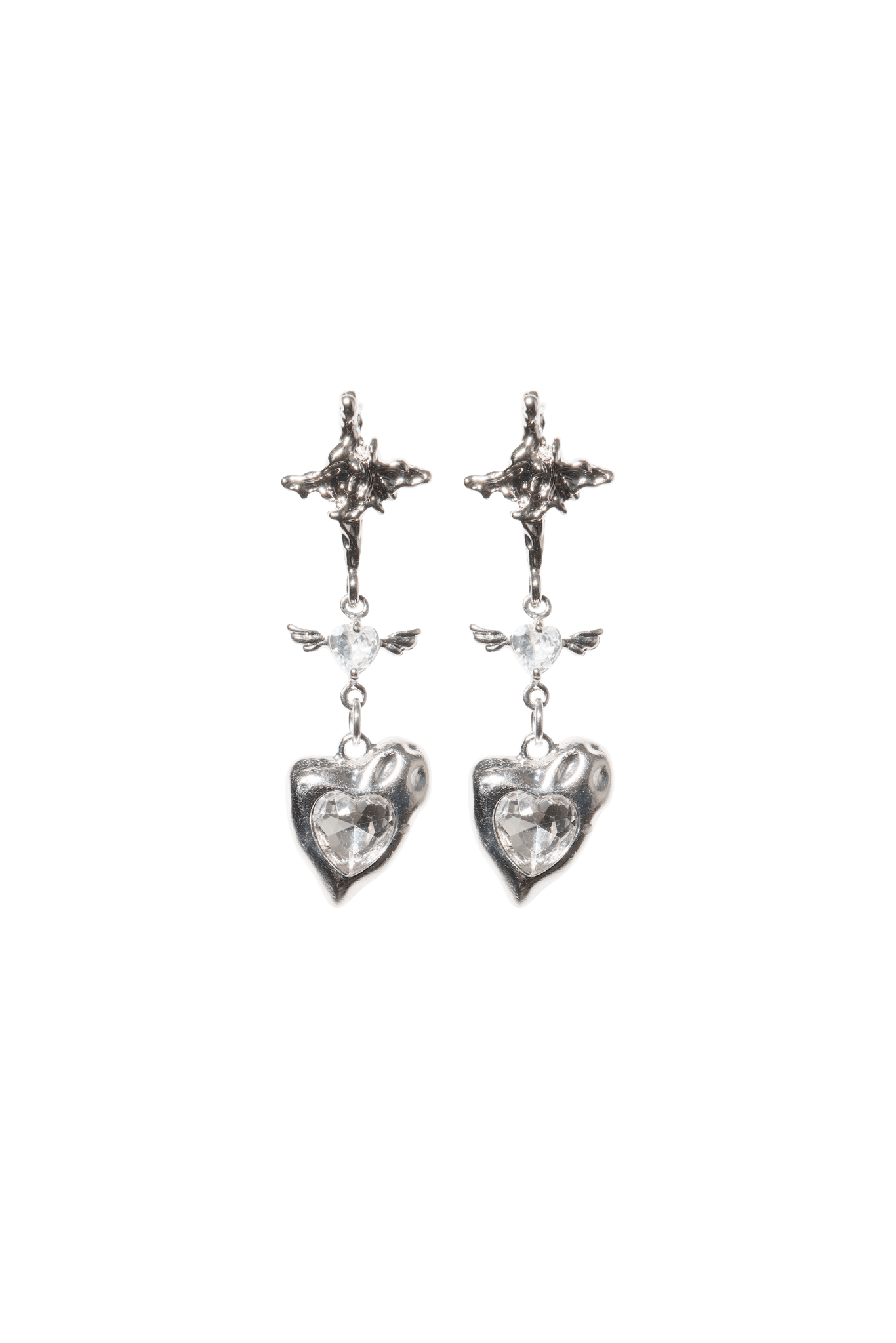 WING HEART DROP EARRINGS - OHTNYC