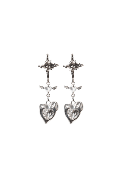 WING HEART DROP EARRINGS - OHTNYC
