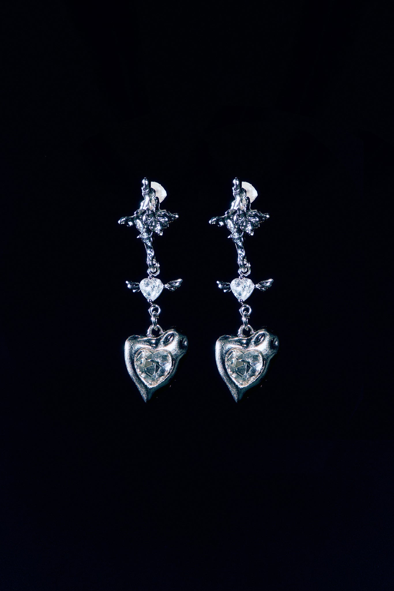 WING HEART DROP EARRINGS - OHTNYC