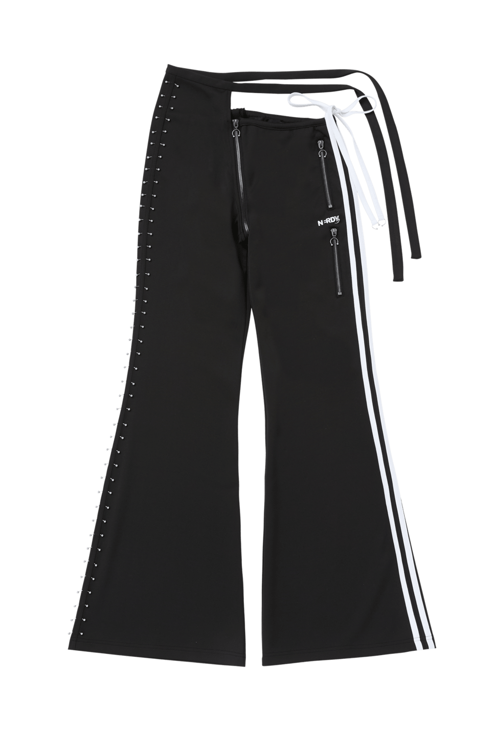 BLACK WRAP TIE TRACK PANTS - OHTNYC