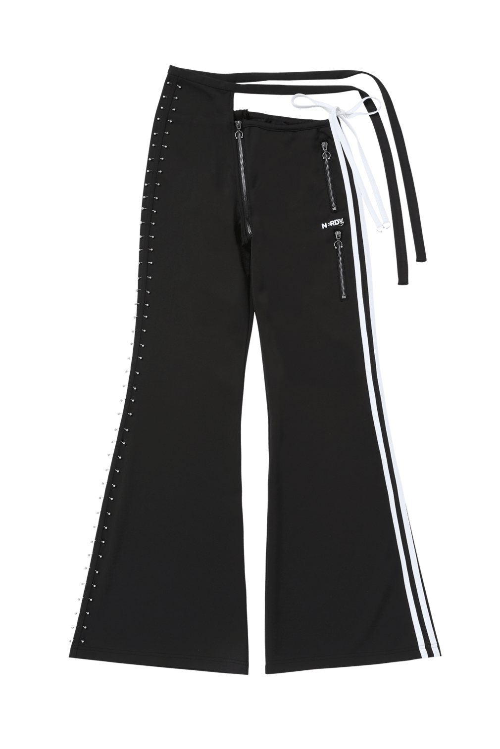 BLACK WRAP TIE TRACK PANTS