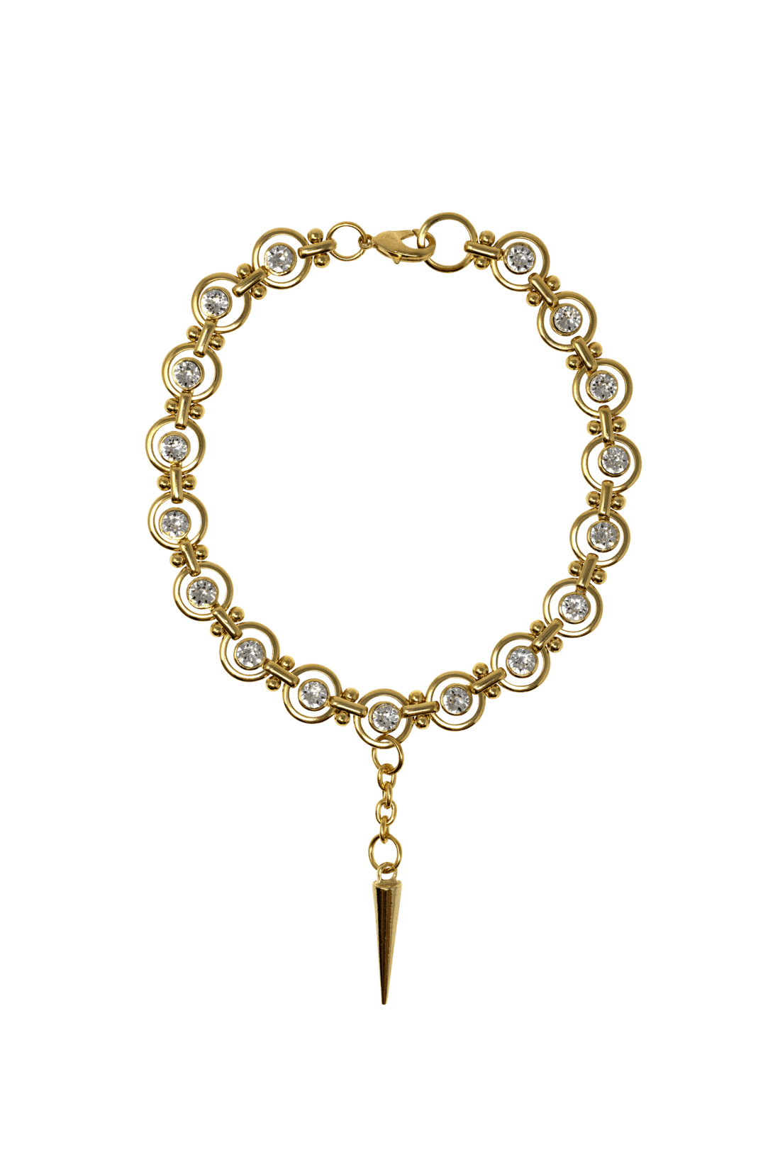 GOLD SPIKE NECKLACE WITH SWAROVSKI CRYSTAL