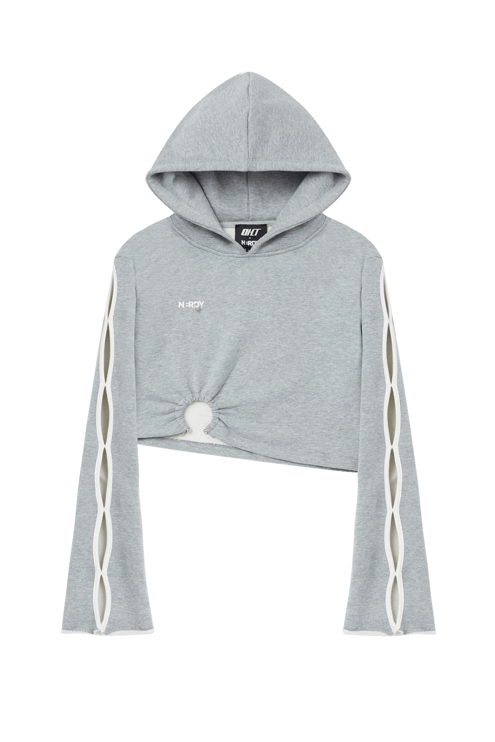 GRAY CROPPED HOODIE - OHTNYC