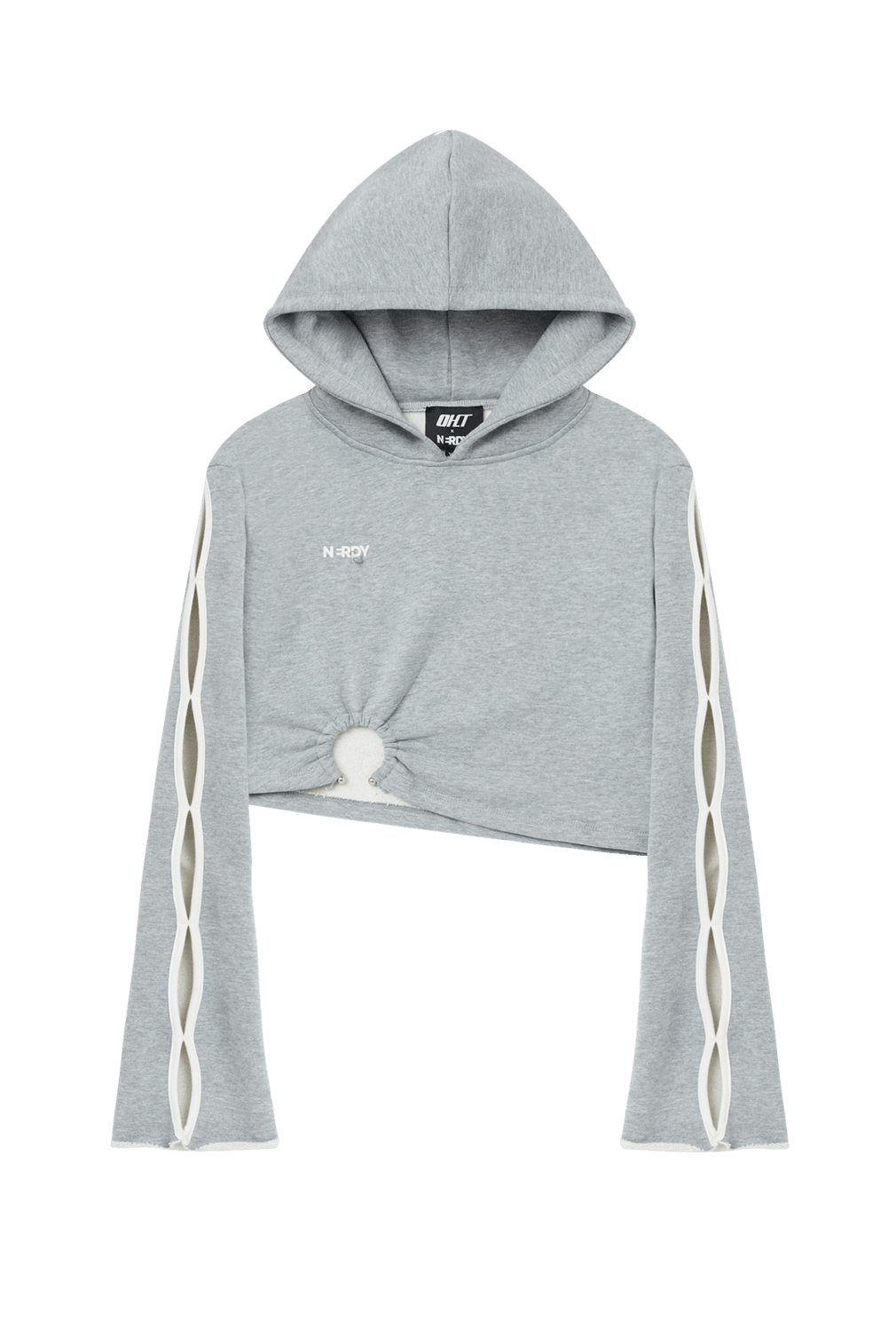 GRAY CROPPED HOODIE