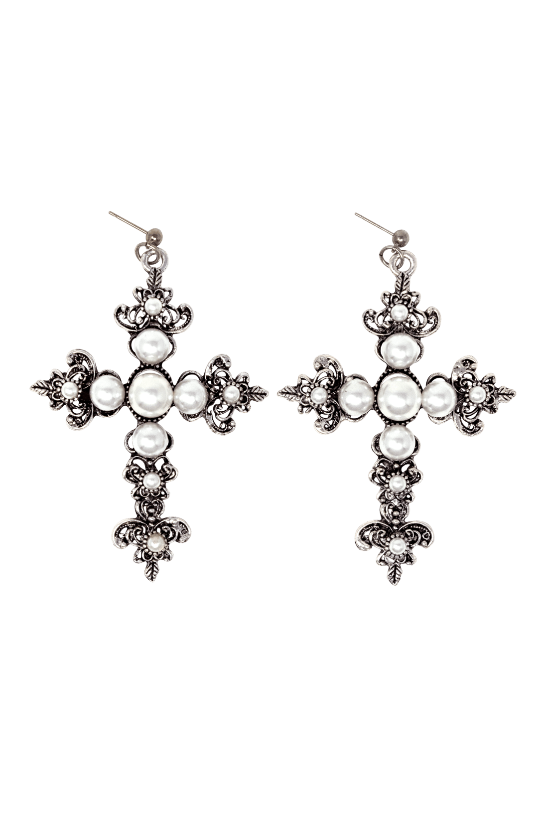 PEARL CROSS EARRINGS