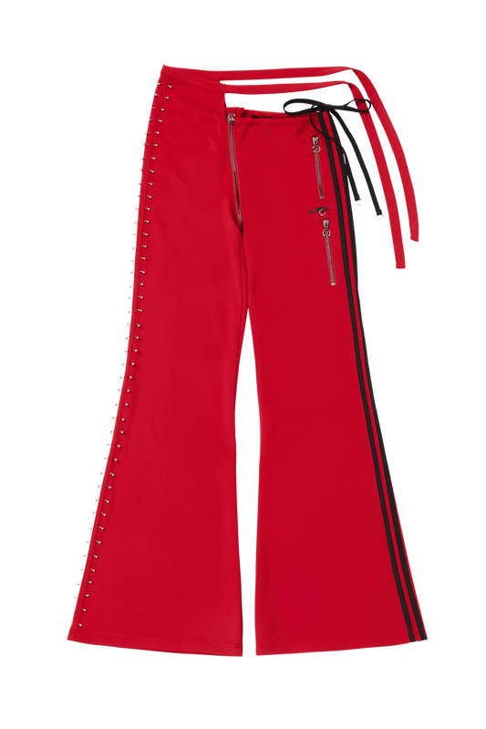 RED WRAP TIE TRACK PANTS - OHTNYC