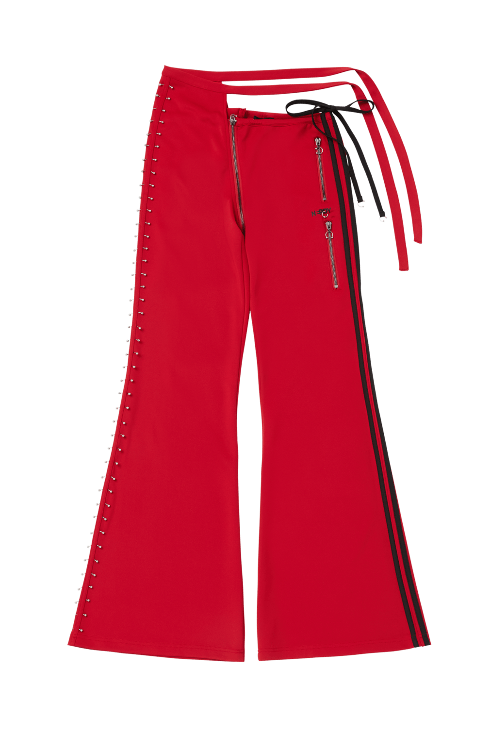RED WRAP TIE TRACK PANTS