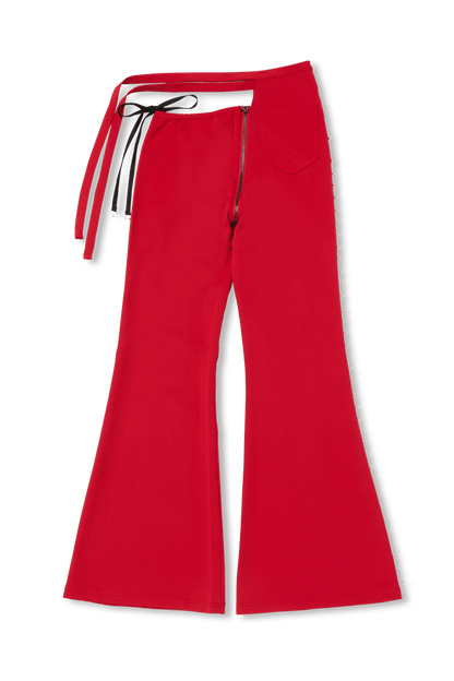 RED WRAP TIE TRACK PANTS - OHTNYC
