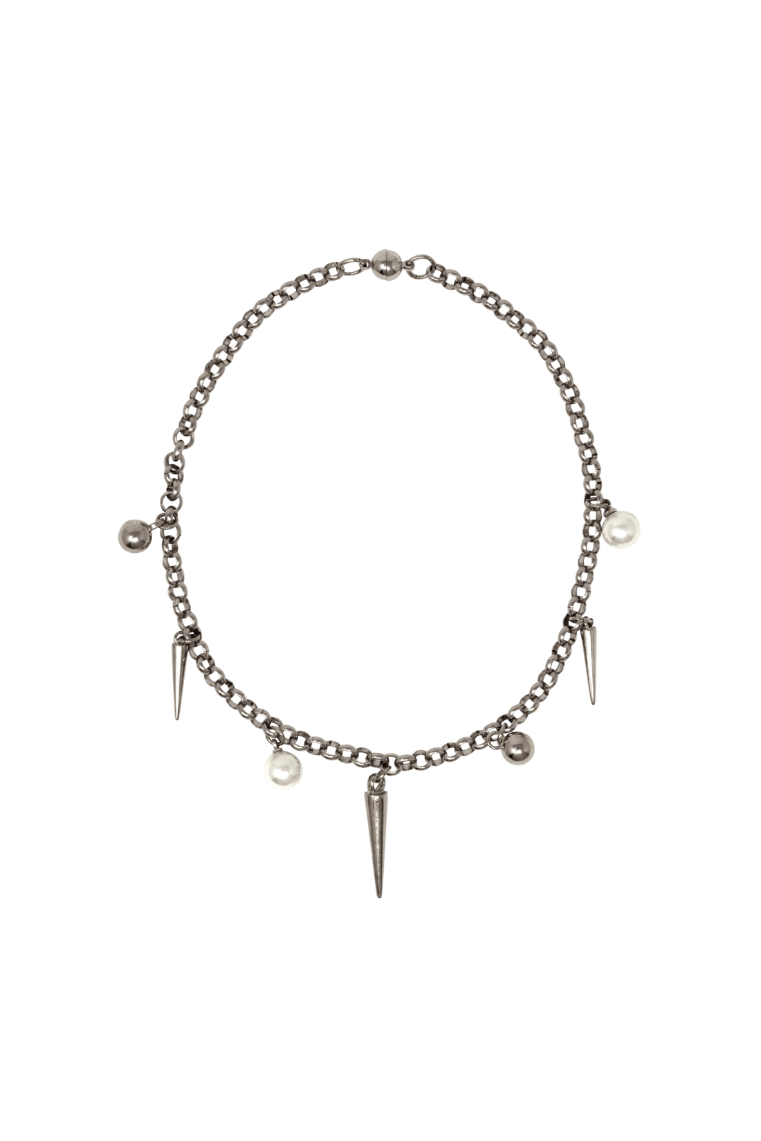 ROLO CHAIN PEARL STUD NECKLACE